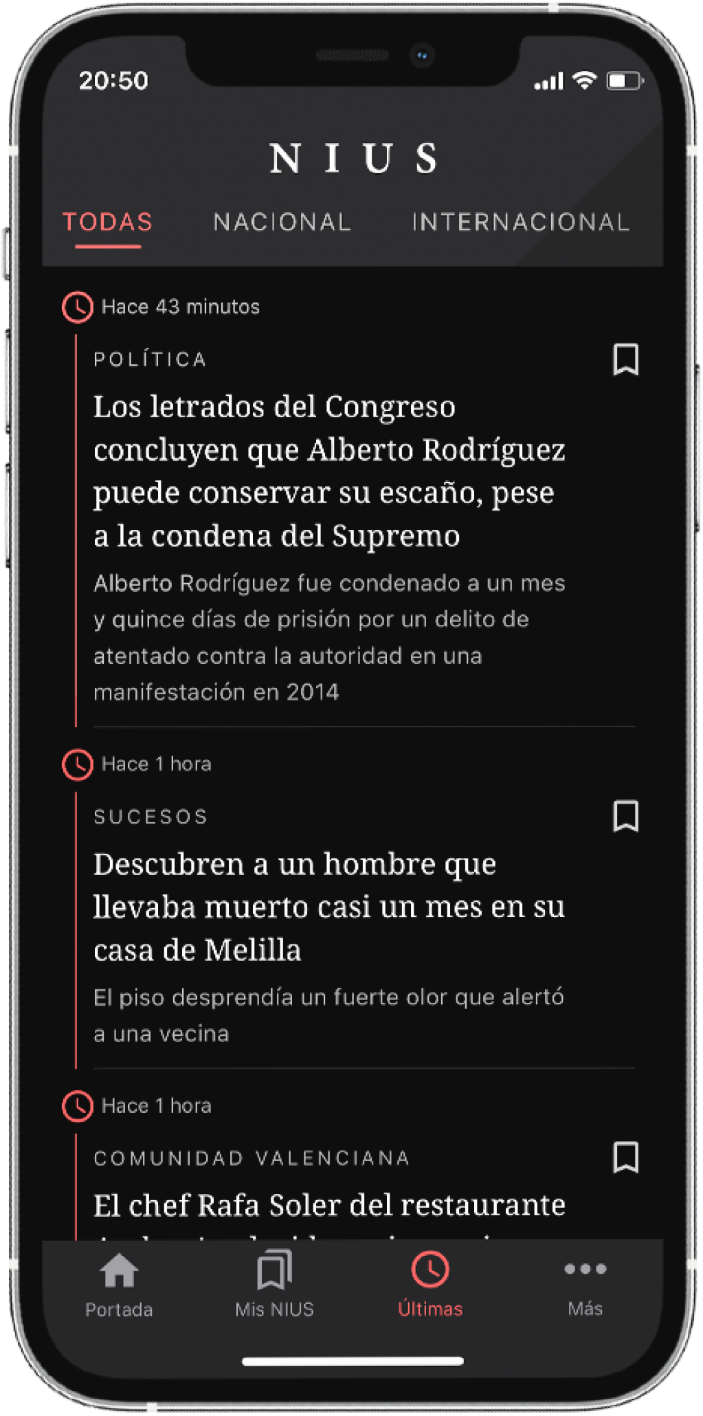 User profile and saved articles view