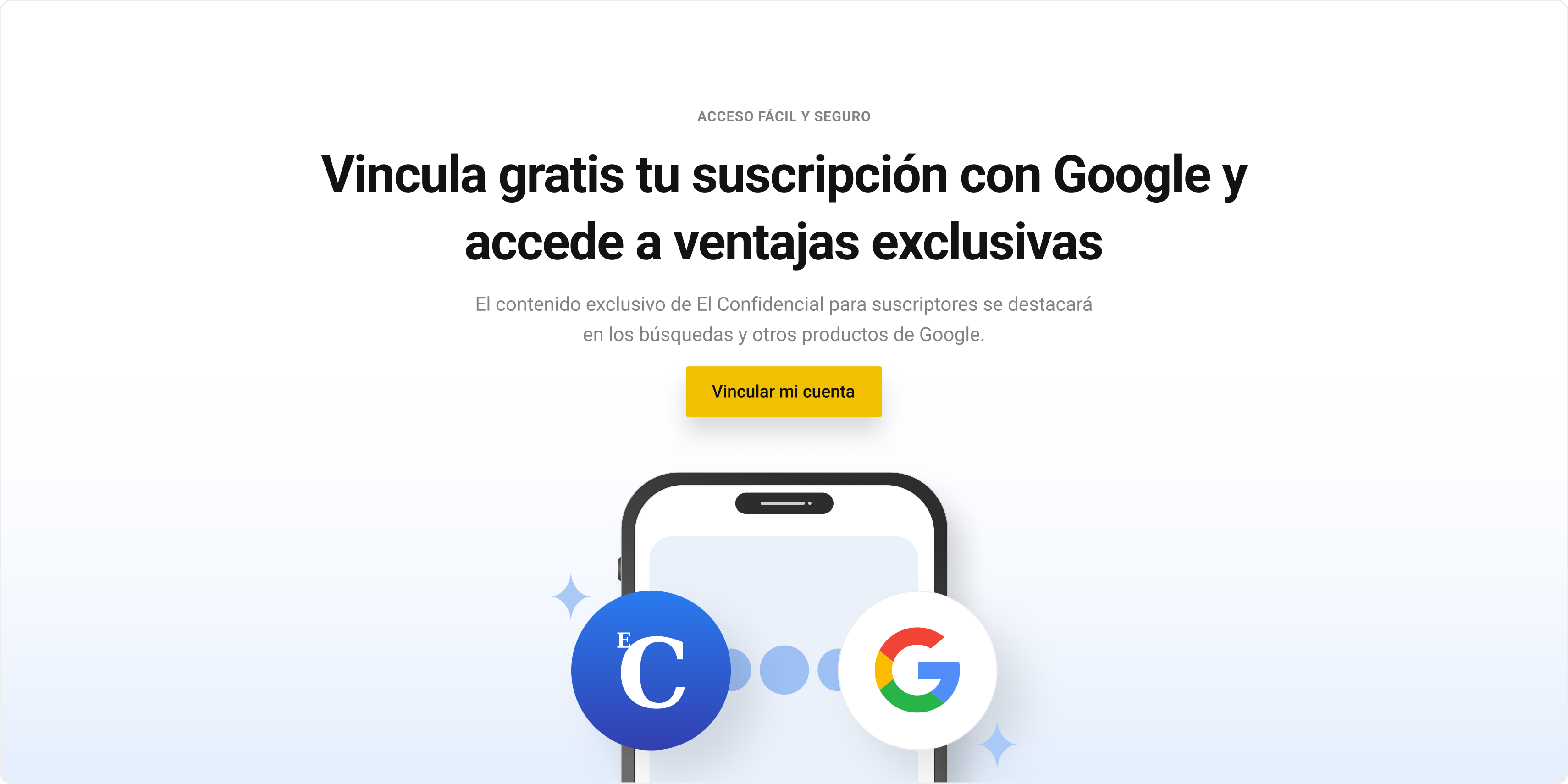 Final landing layout for Google-linked subscriptions