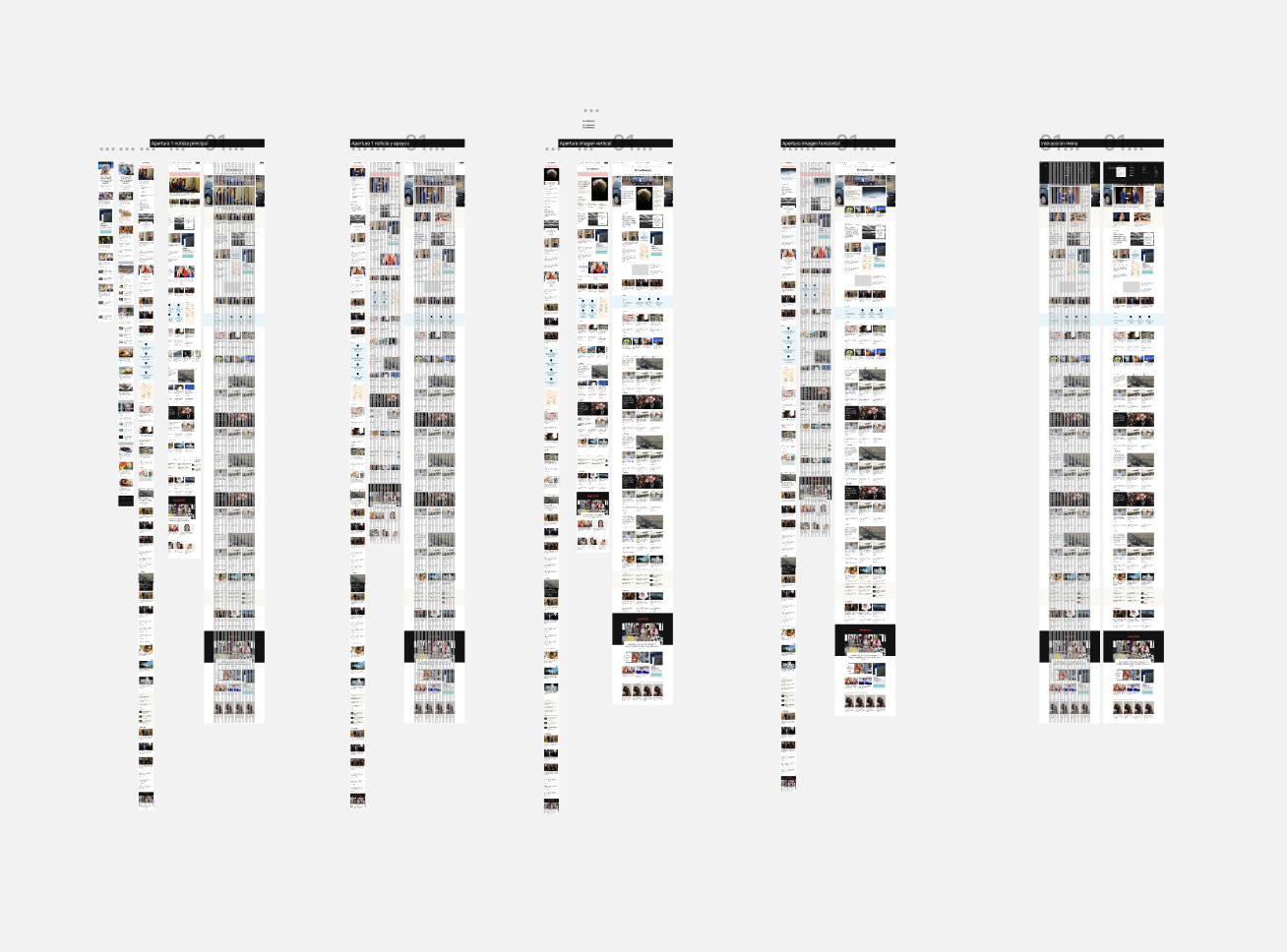 EC homepage variants before the design system — inconsistent layouts across different templates